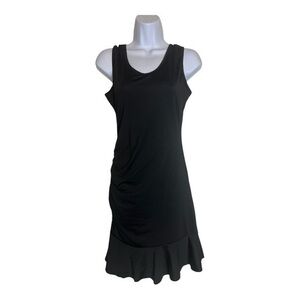 Elegant Black rouched side Sleeveless Dress with flounce